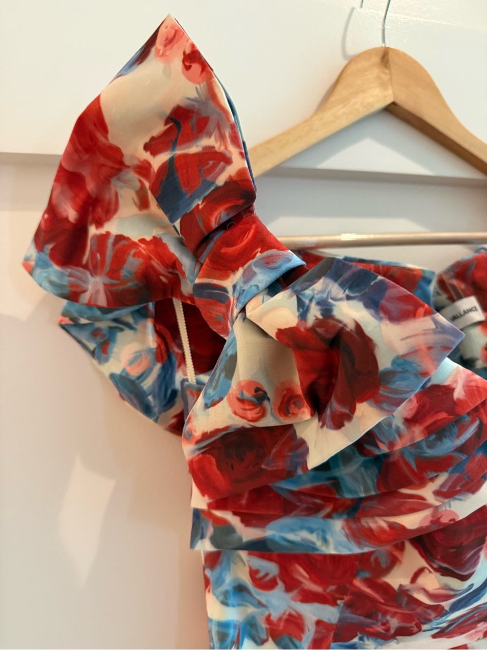 Rebecca Vallance Fleurette floral taffeta midi Dress Red, Blue- size US 6 - Picture 8 of 16